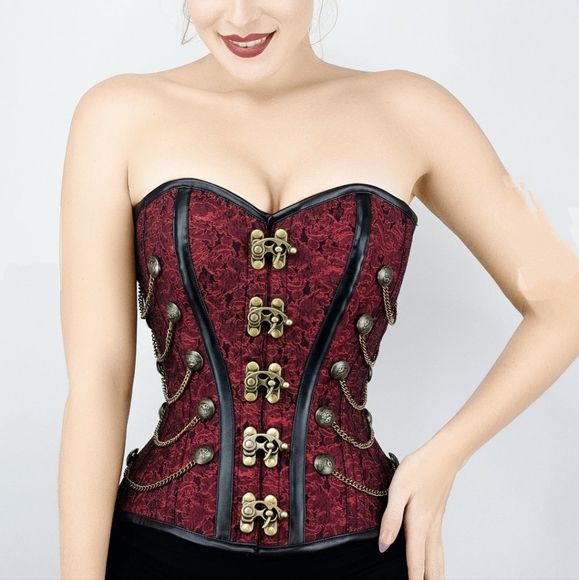 Corset StoryRed Steampunk Corset With Chains Size 40 43-44